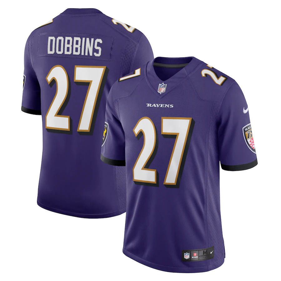Men Baltimore Ravens #27 J.K. Dobbins Nike Purple Vapor Limited NFL Jersey